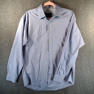 Jos A‎ Bank Reserve Button Down Dress Shirt Mens M Silk Blend Long Sleeve Blue